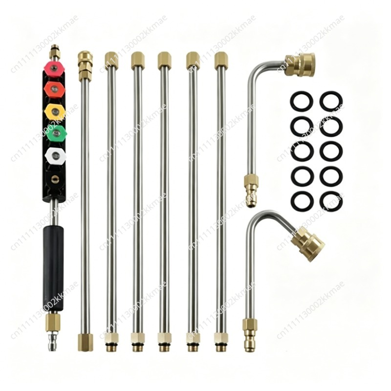 Power Washer Gun Replacement - 高圧洗浄機延長ロッド パワーウォッシャー 水路清掃ツール 伸縮式交換ガン 窓掃除ノズル 9個パック