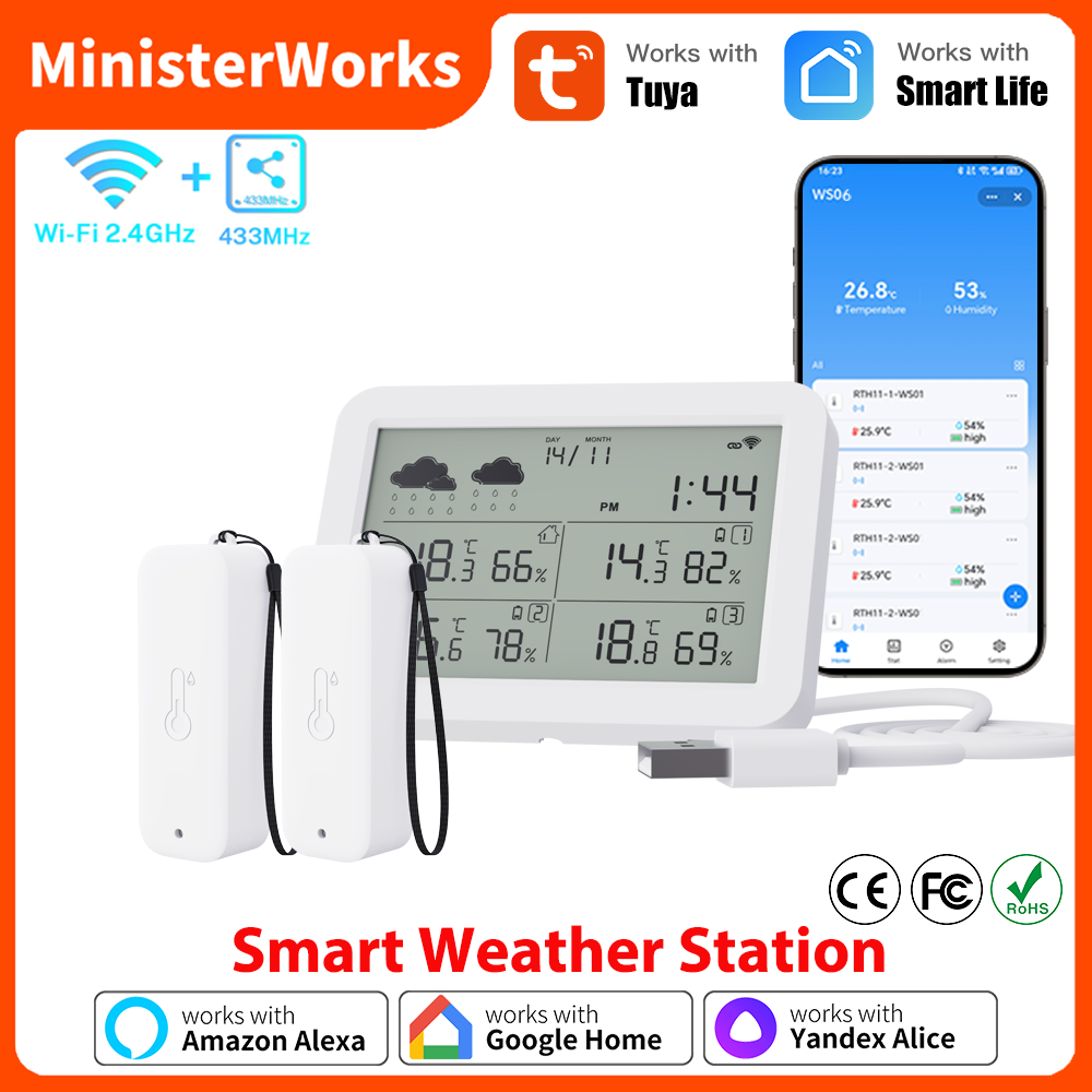 Outdoor Power Tower - Tuya WiFi ウェザー ステーション RF433 ワイヤレス温度湿度センサー