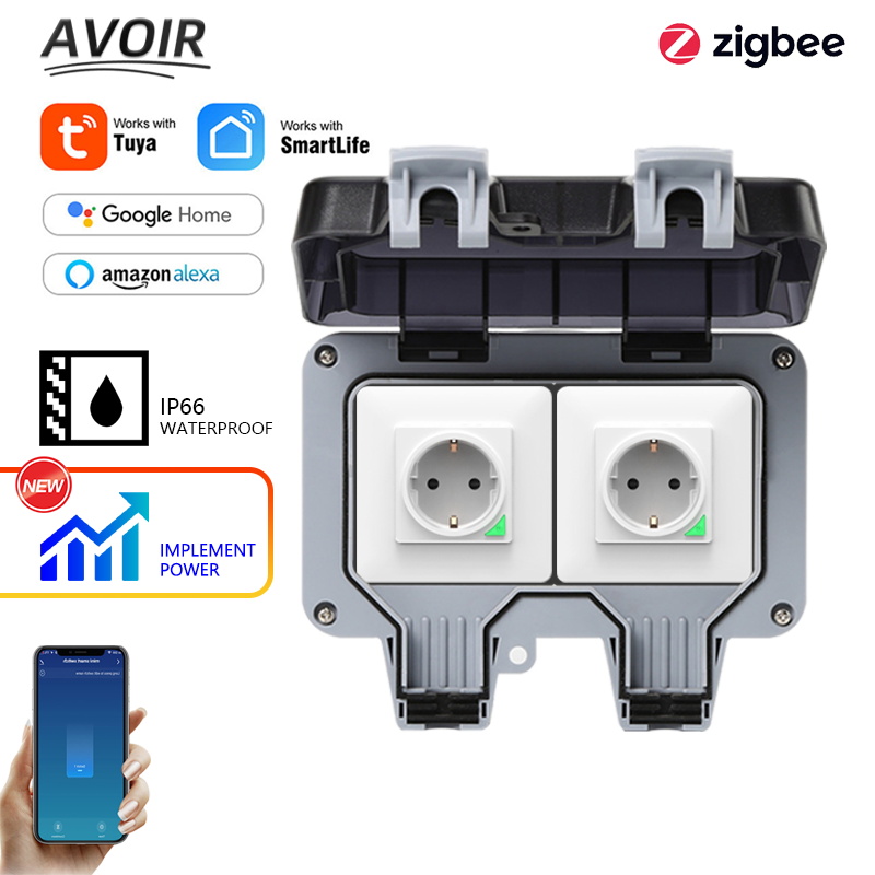 Outdoor Power Inlet Box - Avoir Tuya Zigbee 電気ソケット IP66 防水屋外