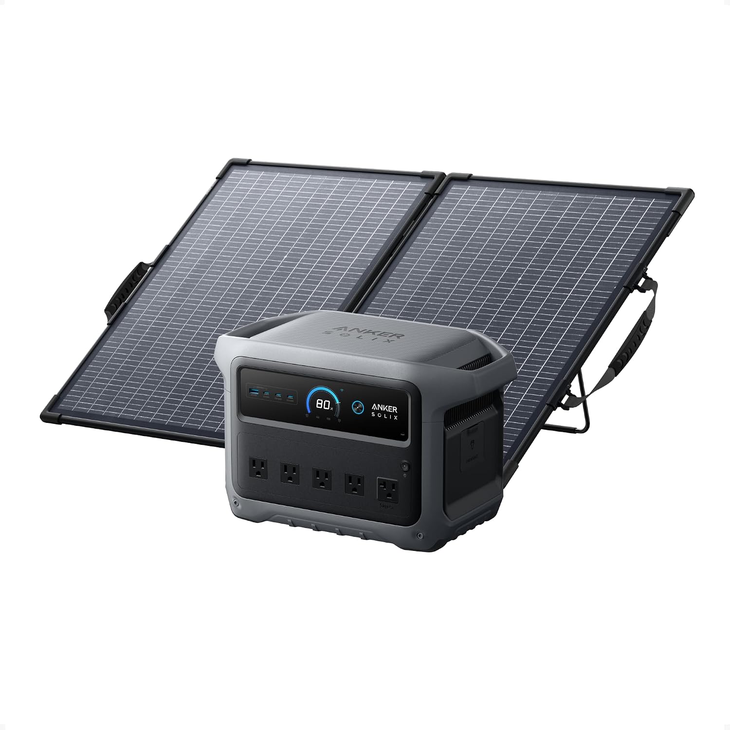 Portable Generator Inverter - SOLIX C1000 Gen 2 ポータブル電源、100W両面発電ソーラーパネル付き、2,000W（ピーク3,000W）ソーラー発電機、フルカスタマイズ可能