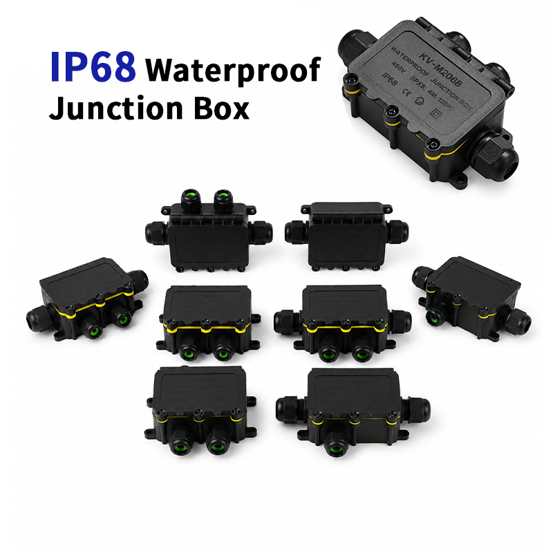 Outdoor Power Outlet Box - IP68防水ジャンクションボックス 2-8ウェイ 6極電気ケーブルコネクタ 32A 450V PA66