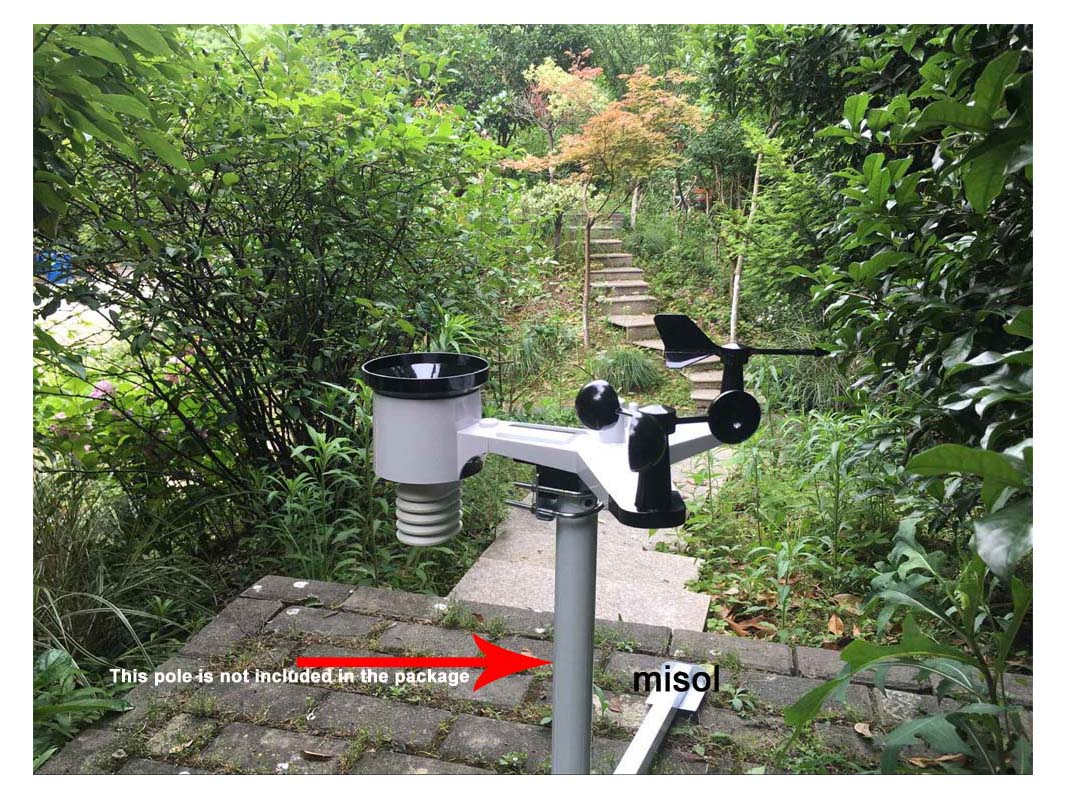 Outdoor Power Tower - 屋外センサー付き MISOL WiFi ウェザーステーション、Web、Wunderground、カラー表示コンソールへのデータアップロード、WH2900-1
