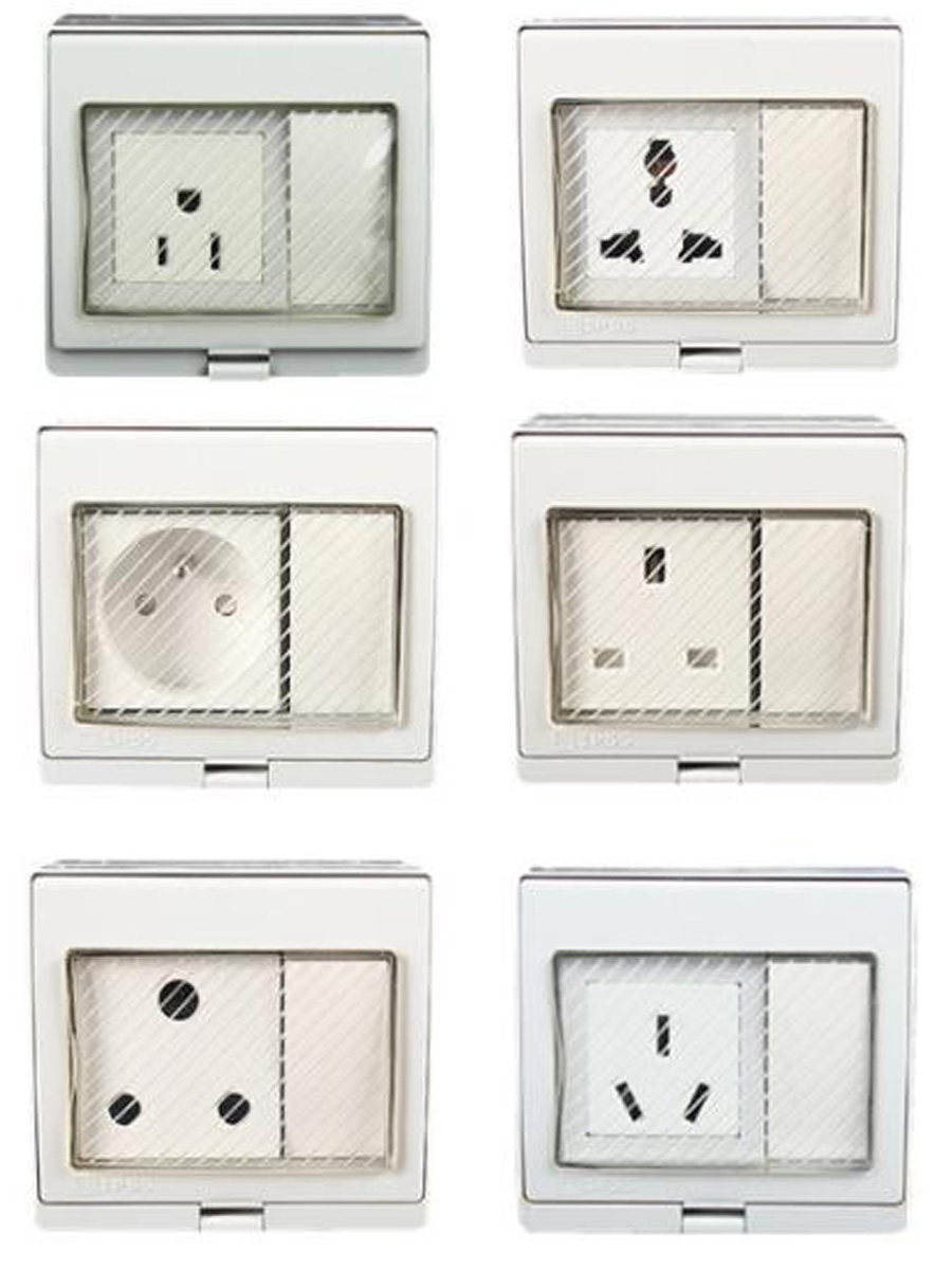 Outdoor Power Inlet Box - IP55防水・耐紫外線屋外用壁コンセント（AU、UK、US、EU、フランス、ドイツ、アフリカ対応）多機能電源防水コンセント（スイッチ付き）