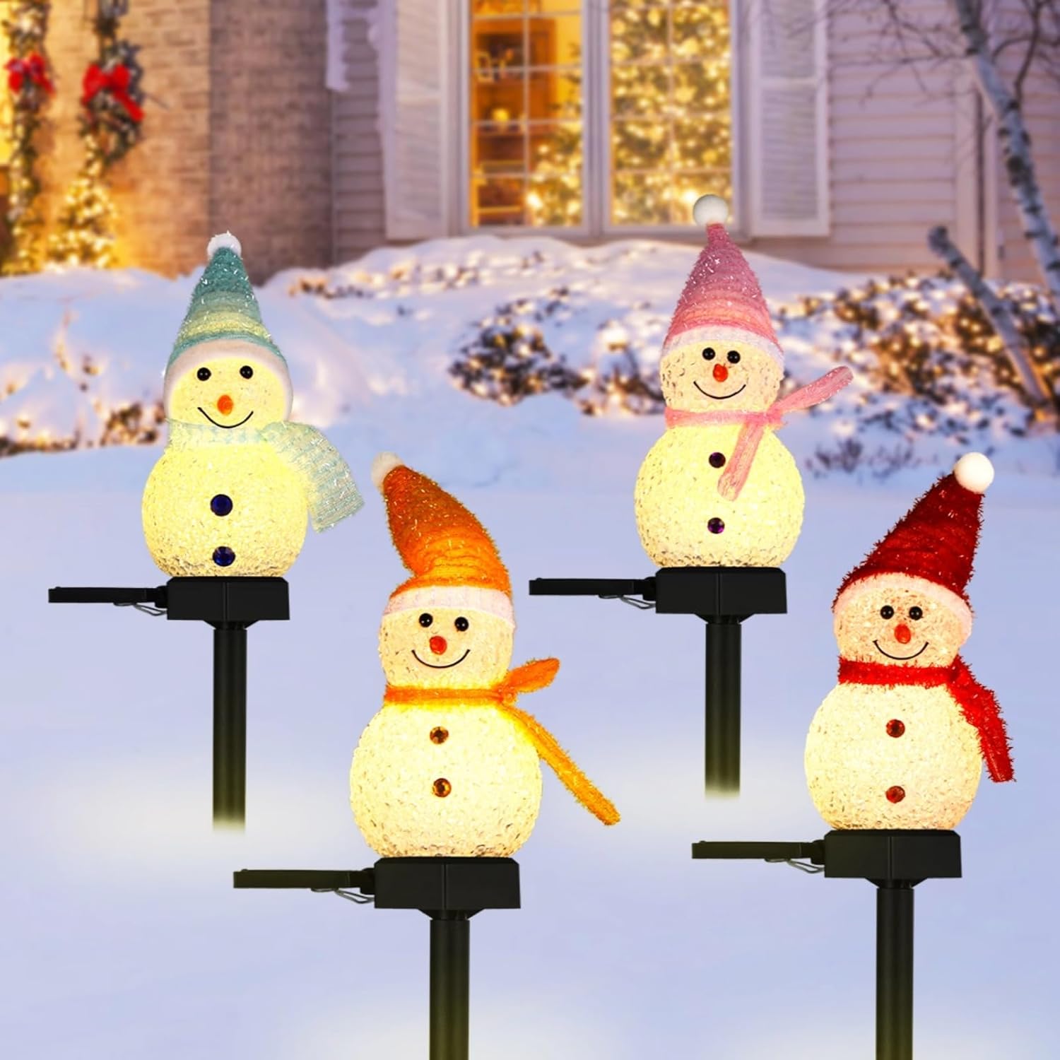 LED雪だるまソーラーガーデンライト屋外地面杭ライトソーラー - Outdoor Solar Power Xmas Lights のレビューと価格
