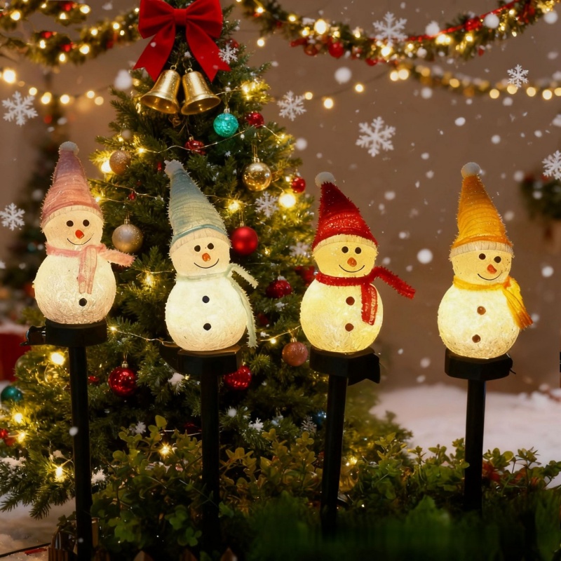 LED雪だるまソーラーガーデンライト屋外地面杭ライトソーラー - Outdoor Solar Power Xmas Lights のレビューと価格
