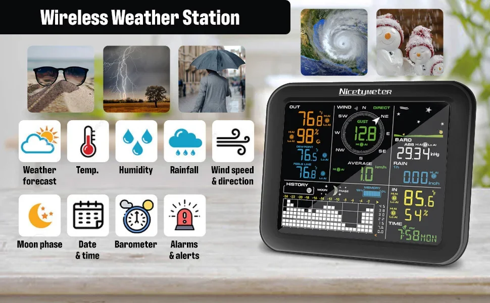 屋外風速雨量無線気象観測ステーション 温度湿度計 FT-03 - Outdoor Power Tower のレビューと価格