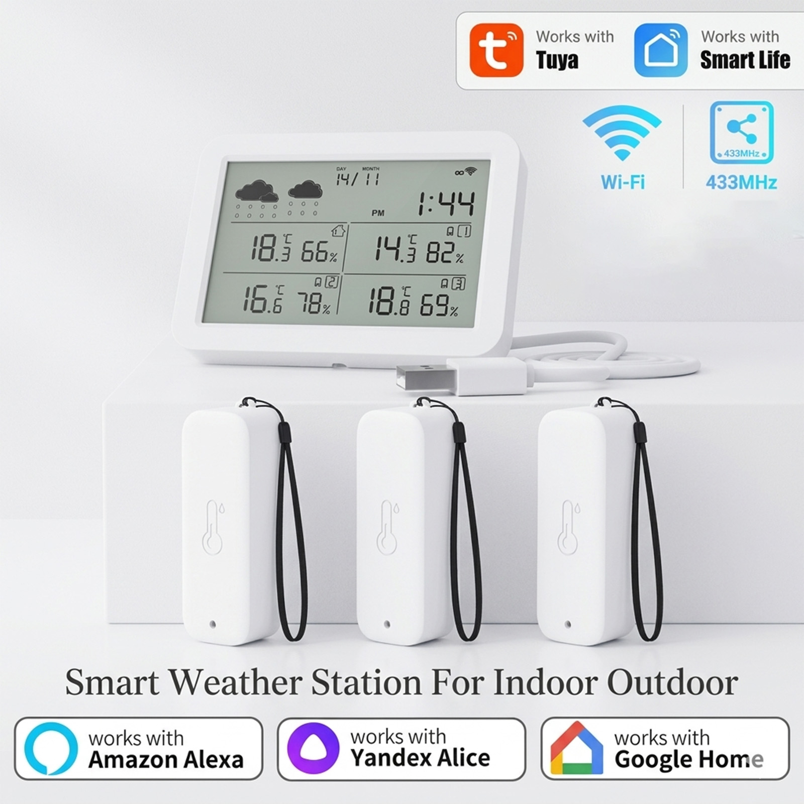 Tuya WiFi+RF433 ウェザーステーション、スマー - Outdoor Power Tower のレビューと価格