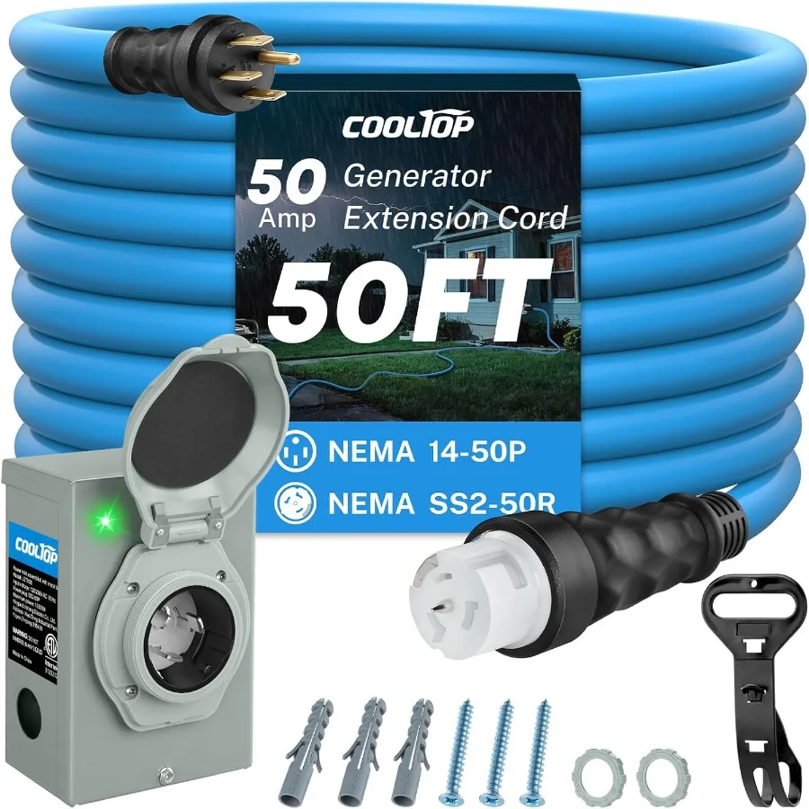 50アンペア発電機コードと電源インレットボックスキット、50 - Outdoor Power Inlet Box のレビューと価格