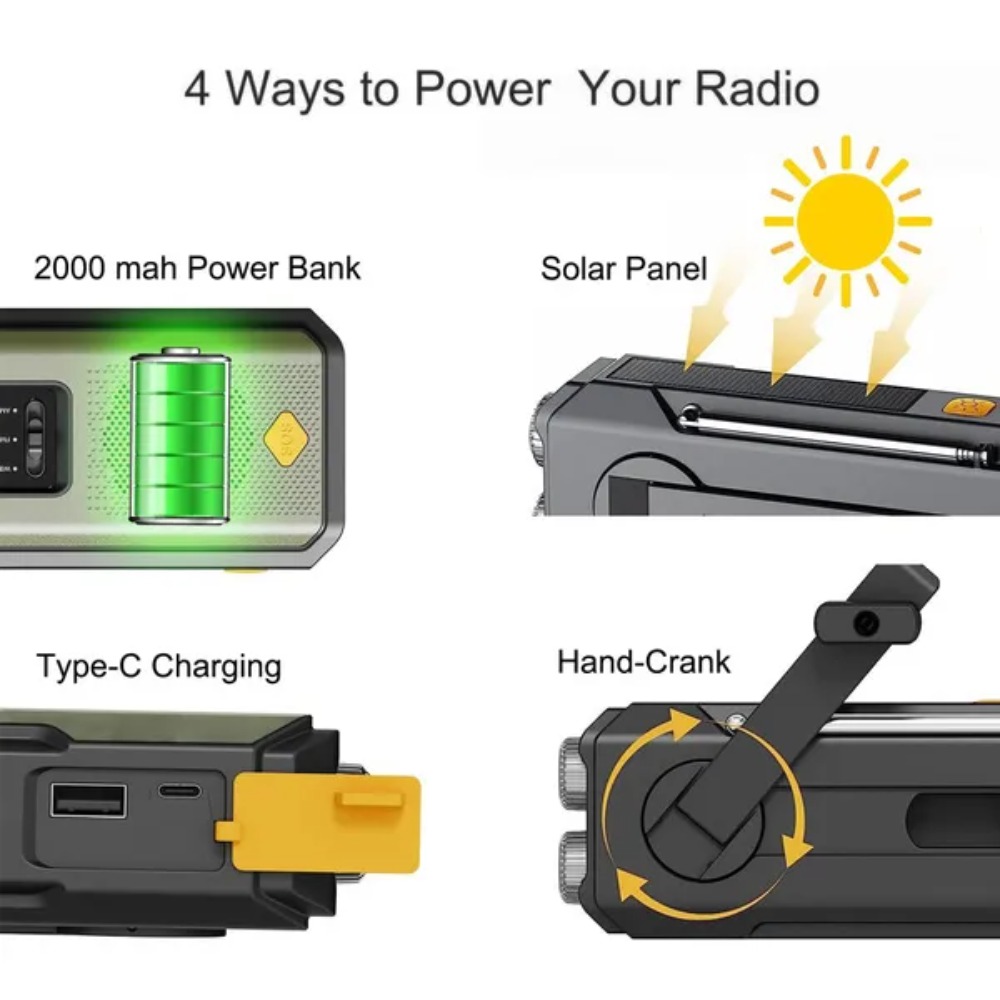 緊急用ソーラーハンドクランク式NOAA気象ラジオ、トリプル電 - Outdoor Power Equipment Brands のレビューと価格