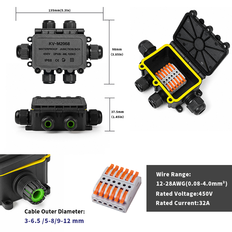 IP68防水ジャンクションボックス 2-8ウェイ 6極電気ケ - Outdoor Power Outlet Box のレビューと価格